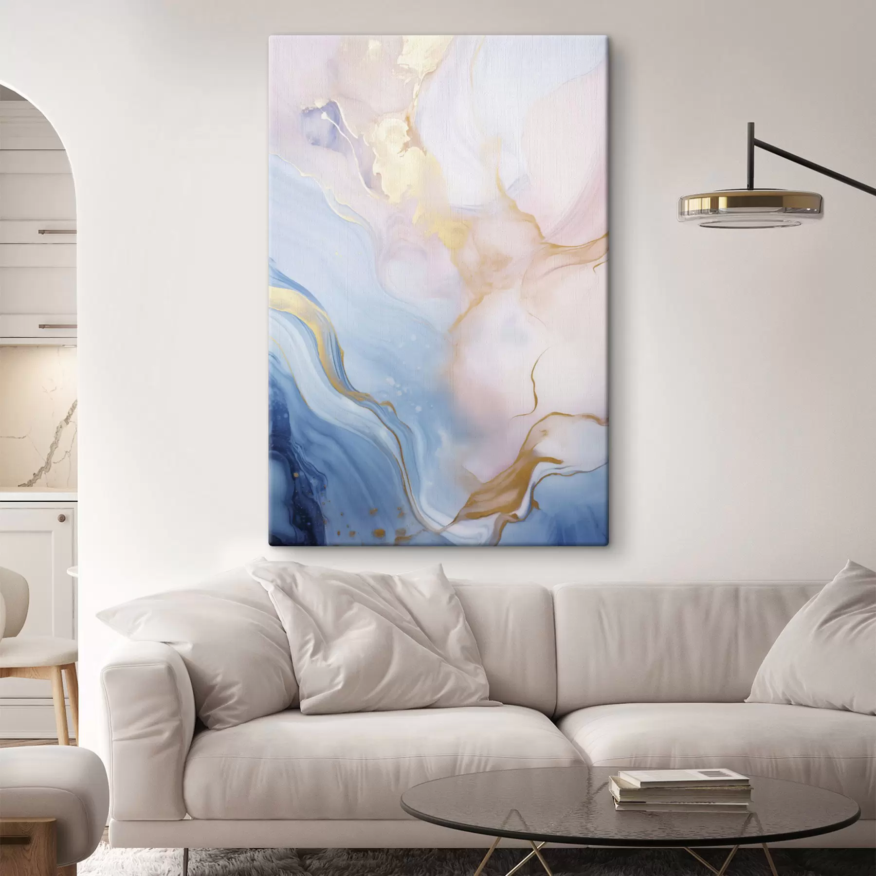 Tablouri Artă fluidă abstractă, cu textură, cu motive învolburate în nuanțe de roz și albastru s48730