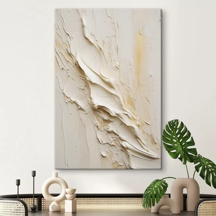 Tablouri Pictură abstractă în nuanțe de crem și bej, cu textură, artă minimalistă s48737