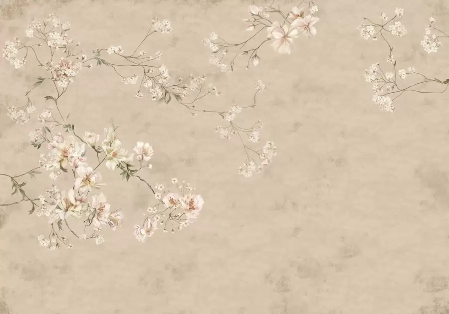 fototapet Ramuri florale în stil chinoiserie pe un fundal bej cald w05427v2