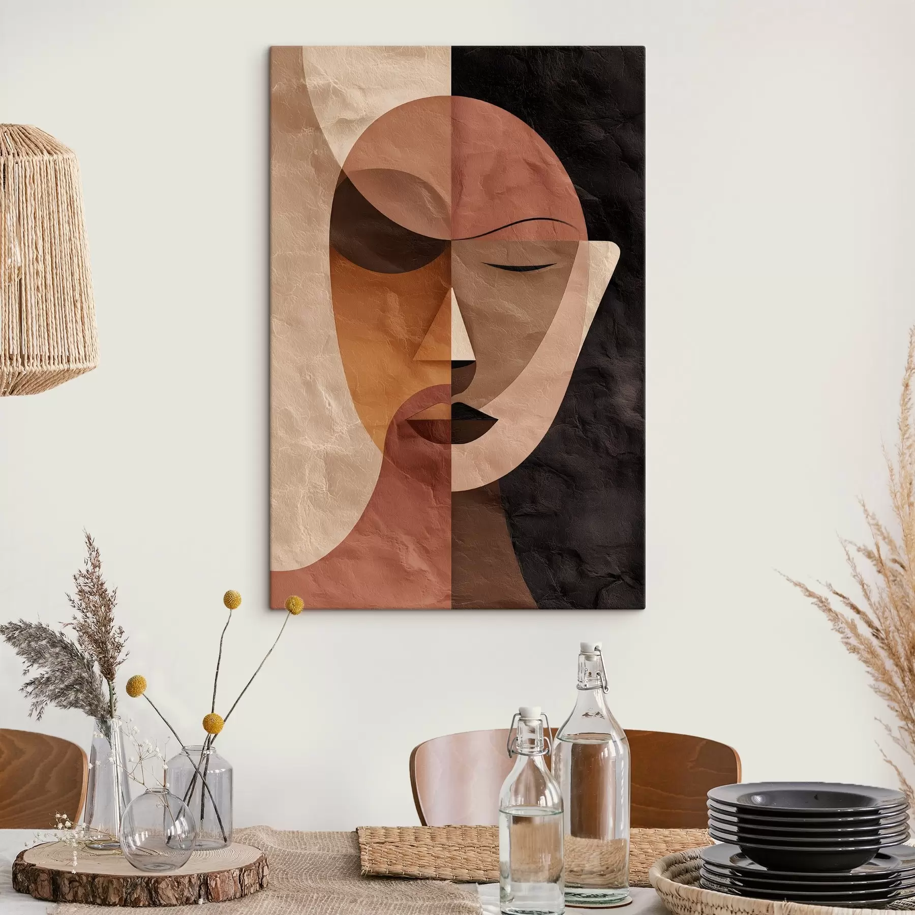 Tablouri un chip abstract în nuanțe de cafea s48777