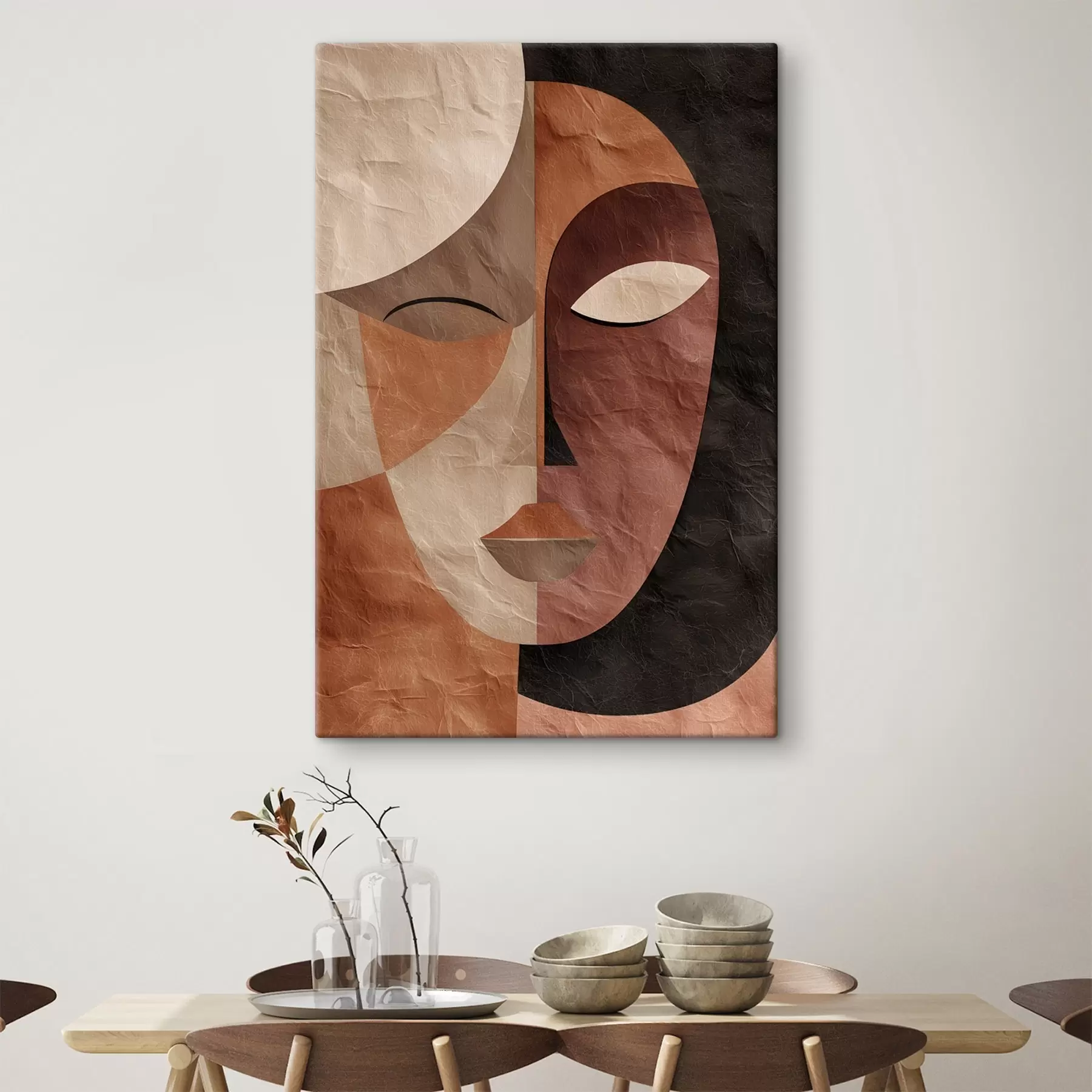 Tablouri un chip abstract în nuanțe de cafea s48778