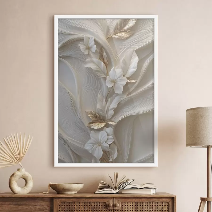 fototapet o imitație superbă a frunzelor, texturilor și florilor tridimensionale f48787