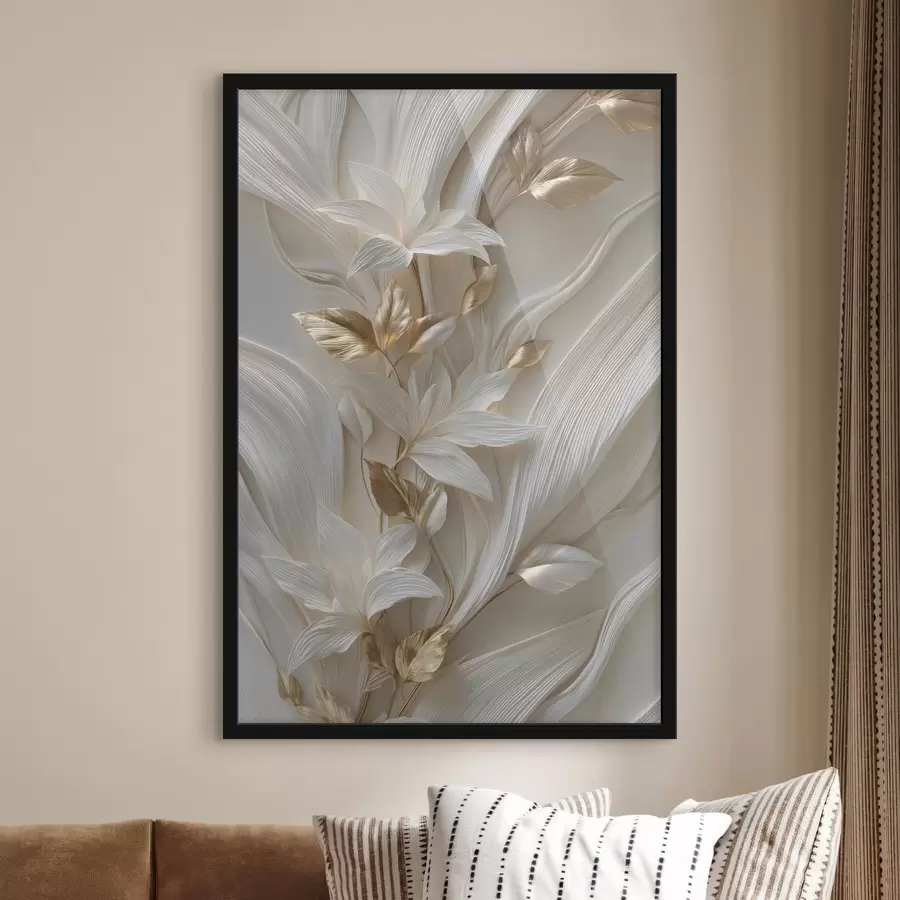 fototapet o imitație superbă a frunzelor, texturilor și florilor tridimensionale f48788