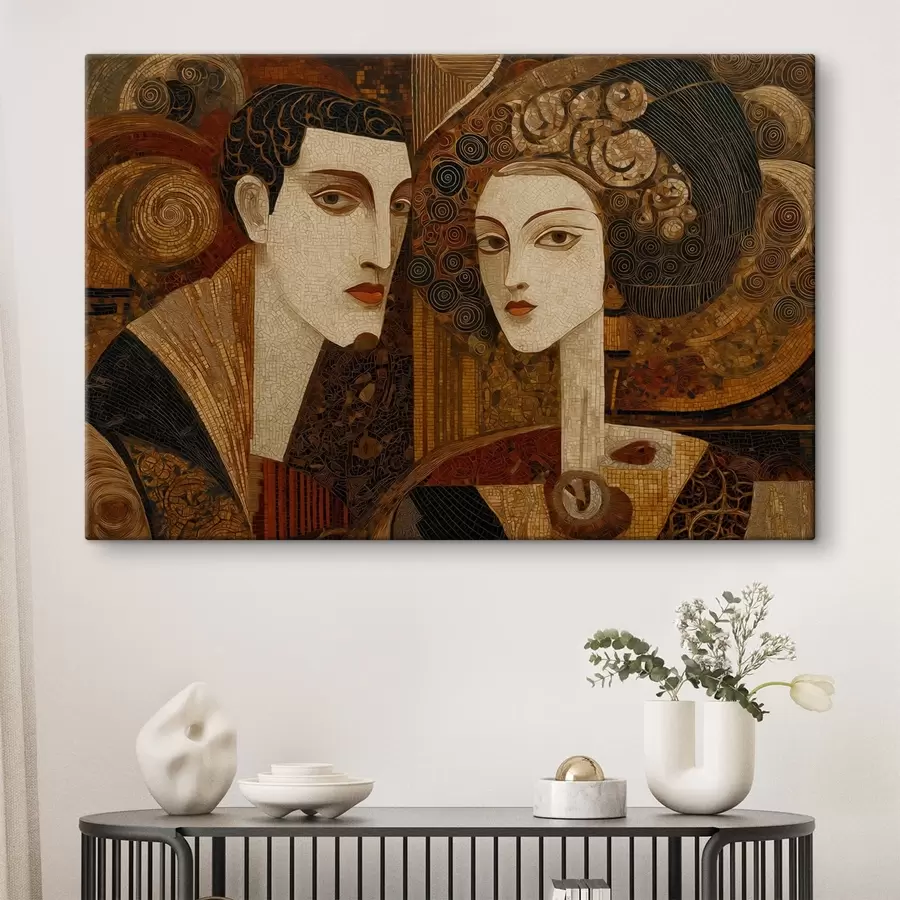 Tablouri Cuplu în stil mozaic, portret abstract s48933