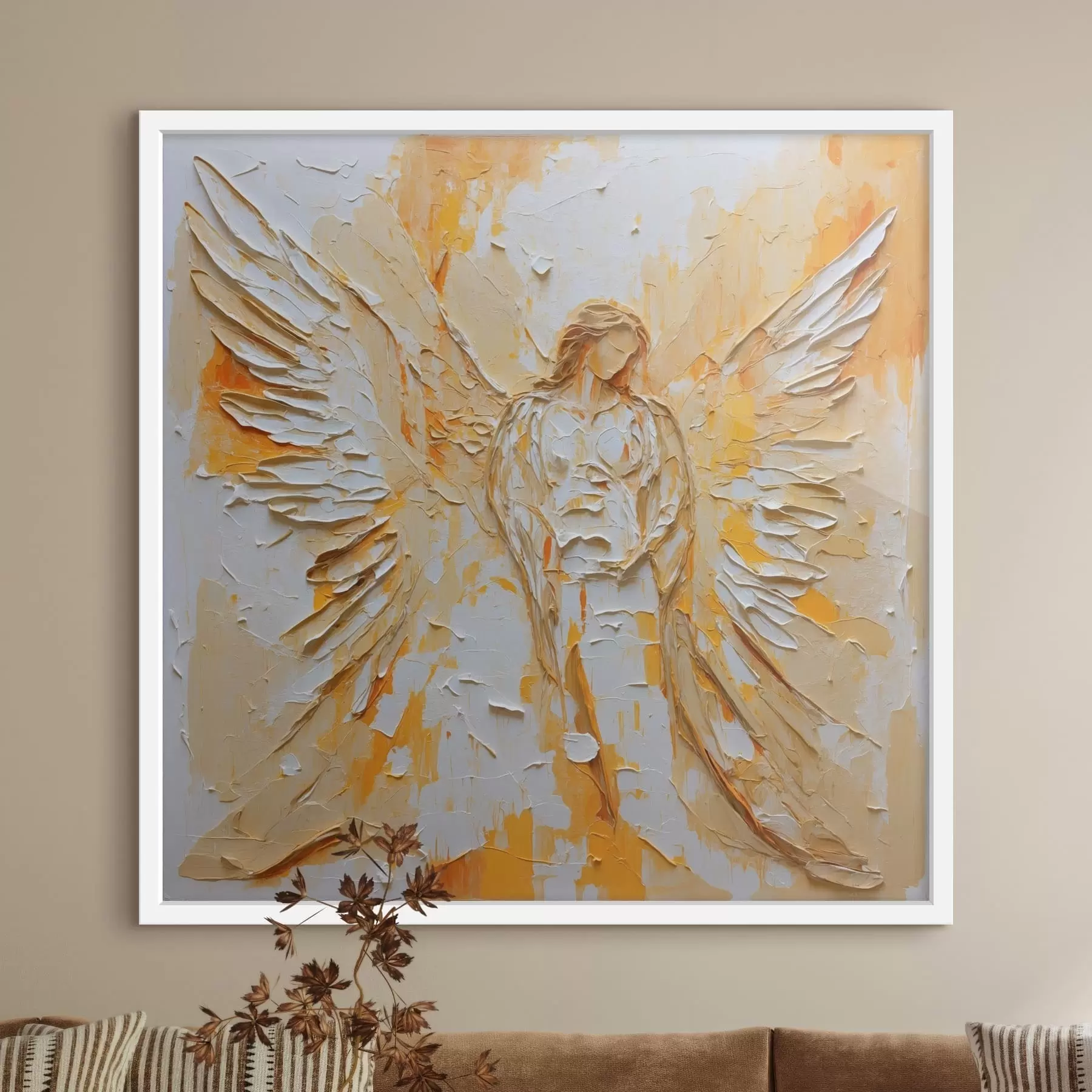 fototapet Statuetă de înger cu textură în stil impasto și aripi f48808
