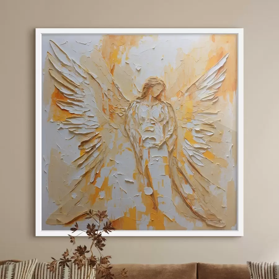 fototapet Statuetă de înger cu textură în stil impasto și aripi f48808