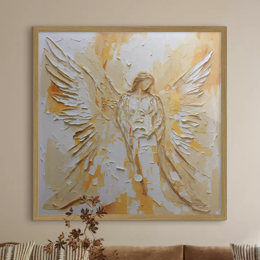 fototapet Statuetă de înger cu textură în stil impasto și aripi f48808
