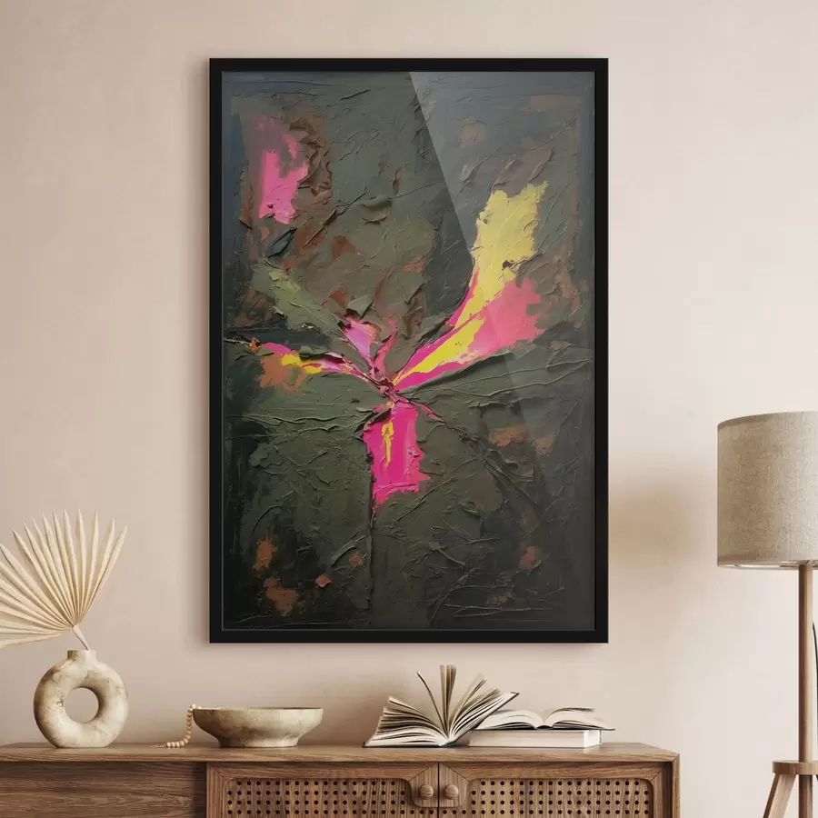 fototapet Compoziție abstractă cu textură în stil impasto și accente vii f48826
