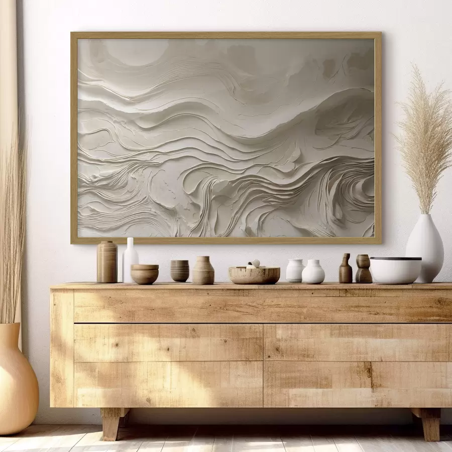 fototapet Straturi ondulate abstracte, în stil minimalist, în nuanțe de bej f48834