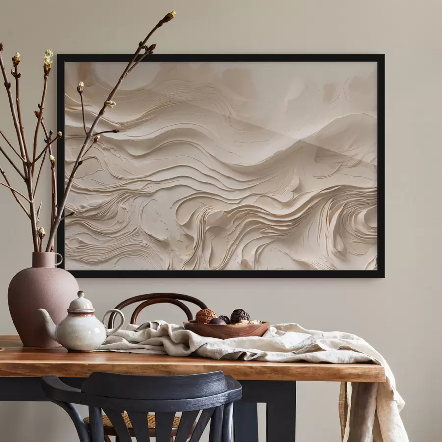 fototapet Straturi ondulate abstracte, în stil minimalist, în nuanțe de bej f48834