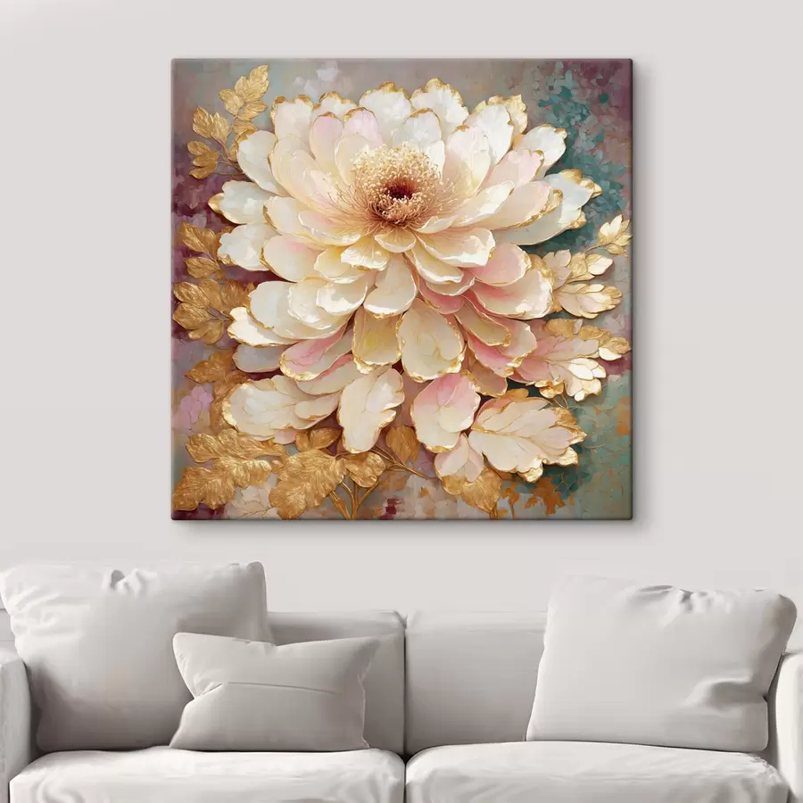 Tablouri Floare în stil chinoiserie, cu frunze și detalii ornamentate s48804