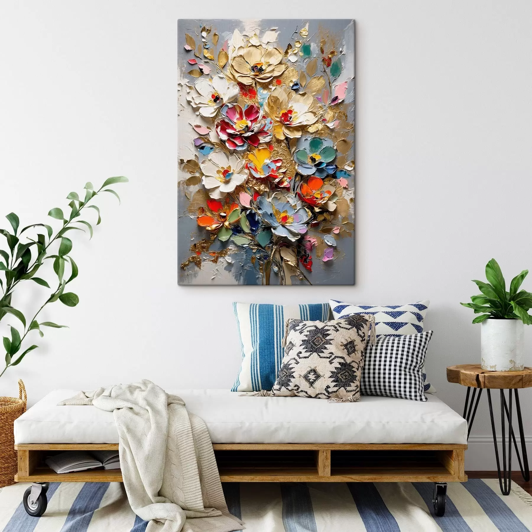 Tablouri Compoziție florală în stil impasto, cu petale texturate s48832