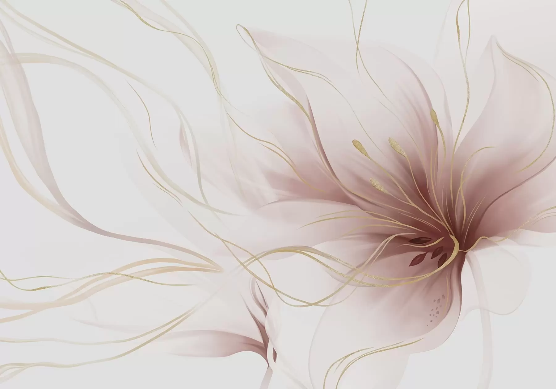 fototapet O floare roz abstractă cu linii fluide, în stilul Fluid Art w05428v1