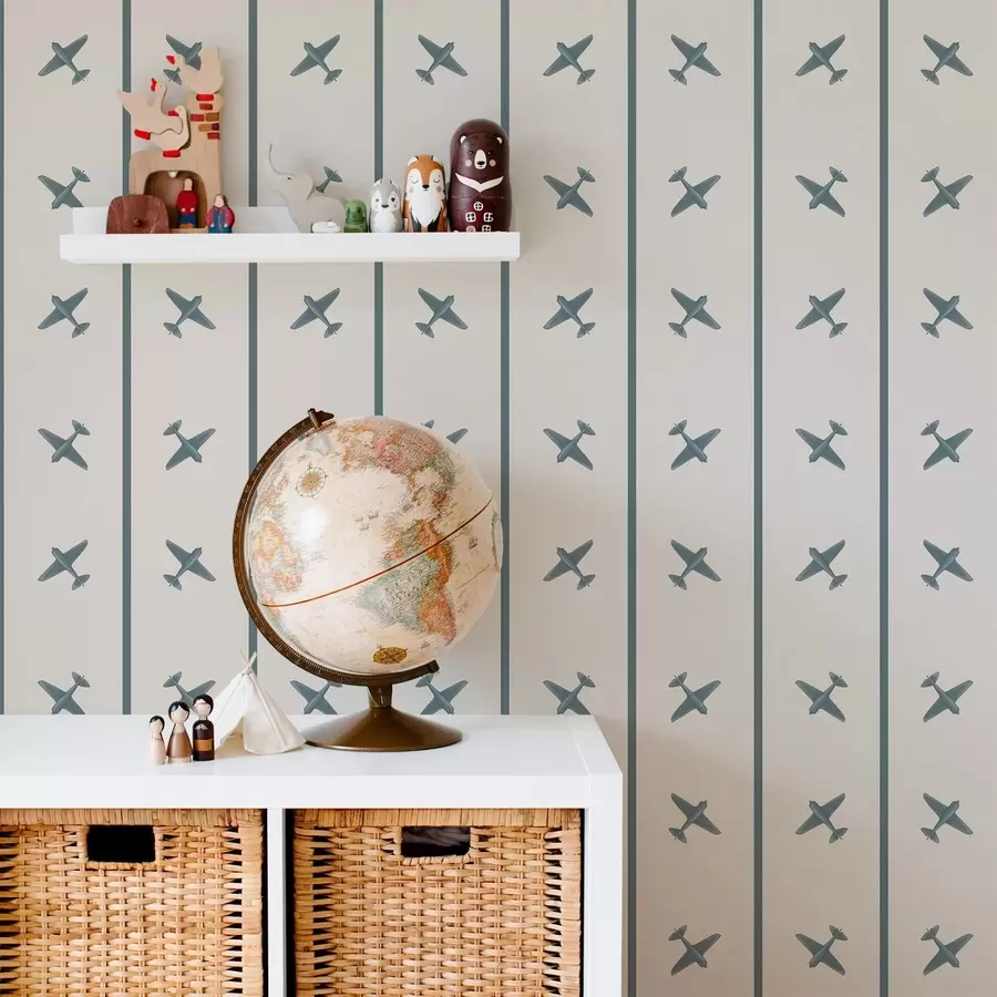 fototapet Avioane cu model în dungi și accente albastre a01169