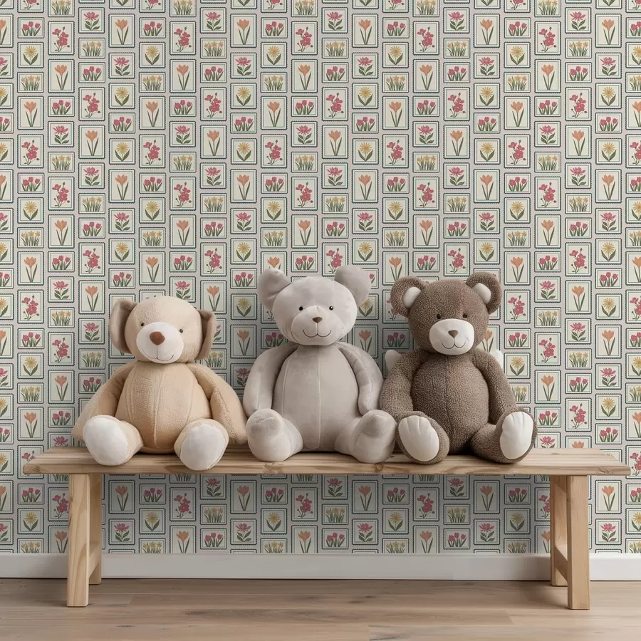 fototapet Ilustrații florale înrămate, cu chenare a01174