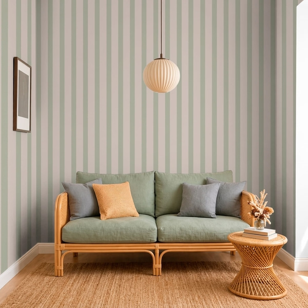 Tapet Dungi verticale verzi și bej, Tapet geometrie, Tapet dungi, a01180 : Uwalls.ro