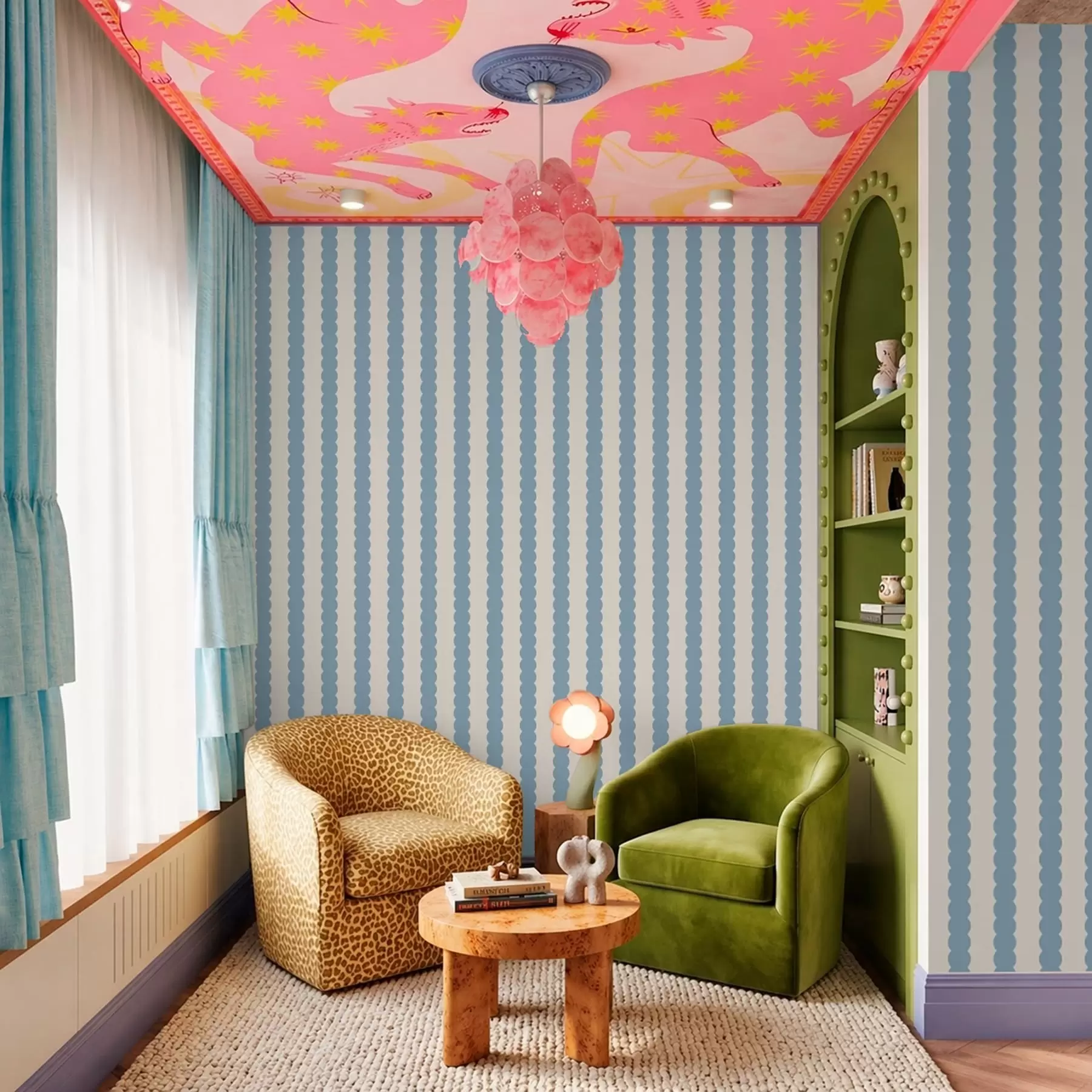 fototapet Dungi albastre ondulate în stil minimalist a01182