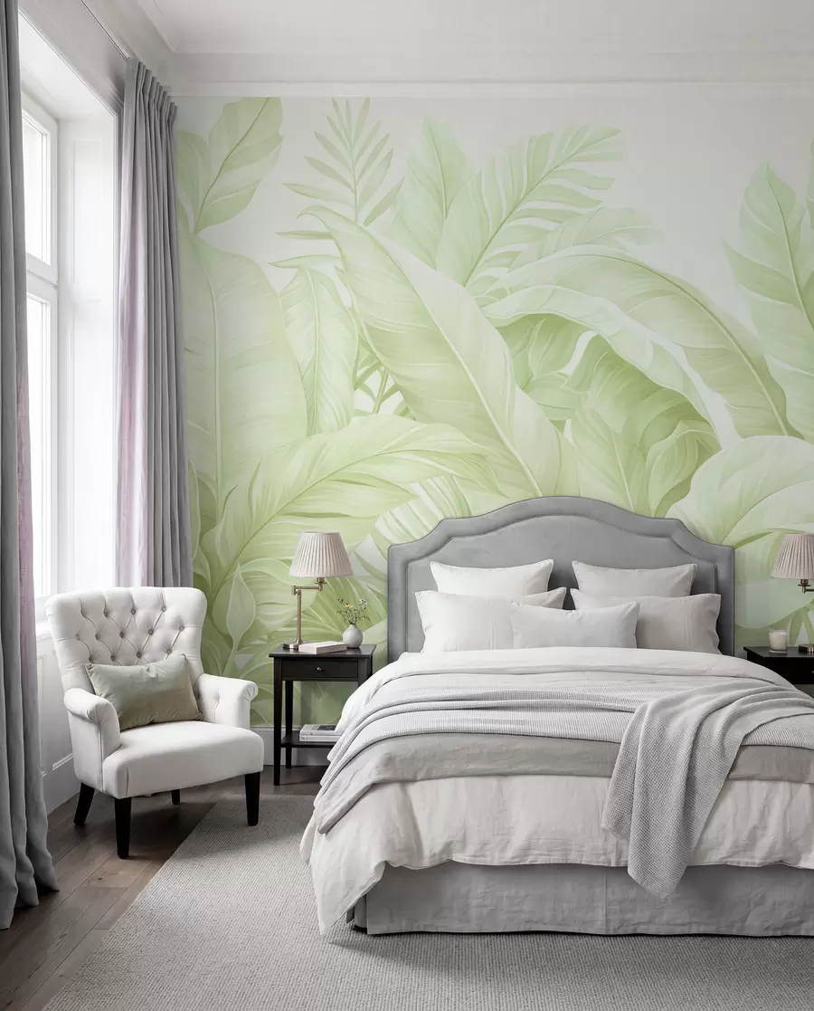 fototapet Frunze tropicale în stil vintage w05518v1