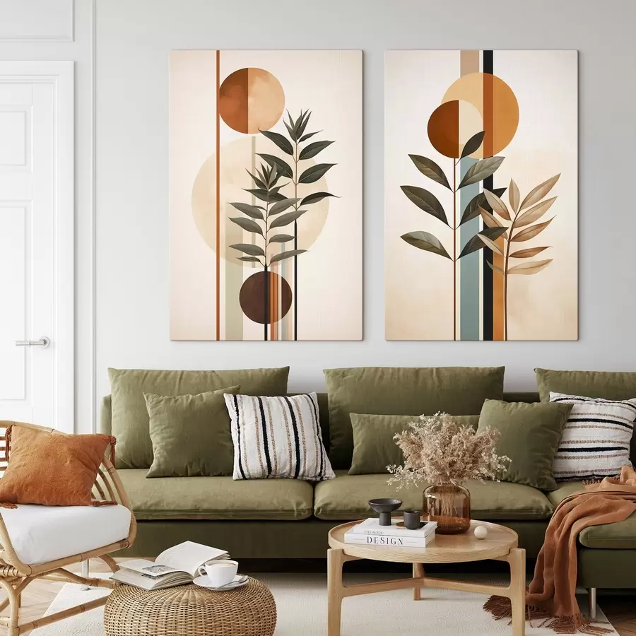 Tablouri Plante abstracte cu cercuri și linii m30392