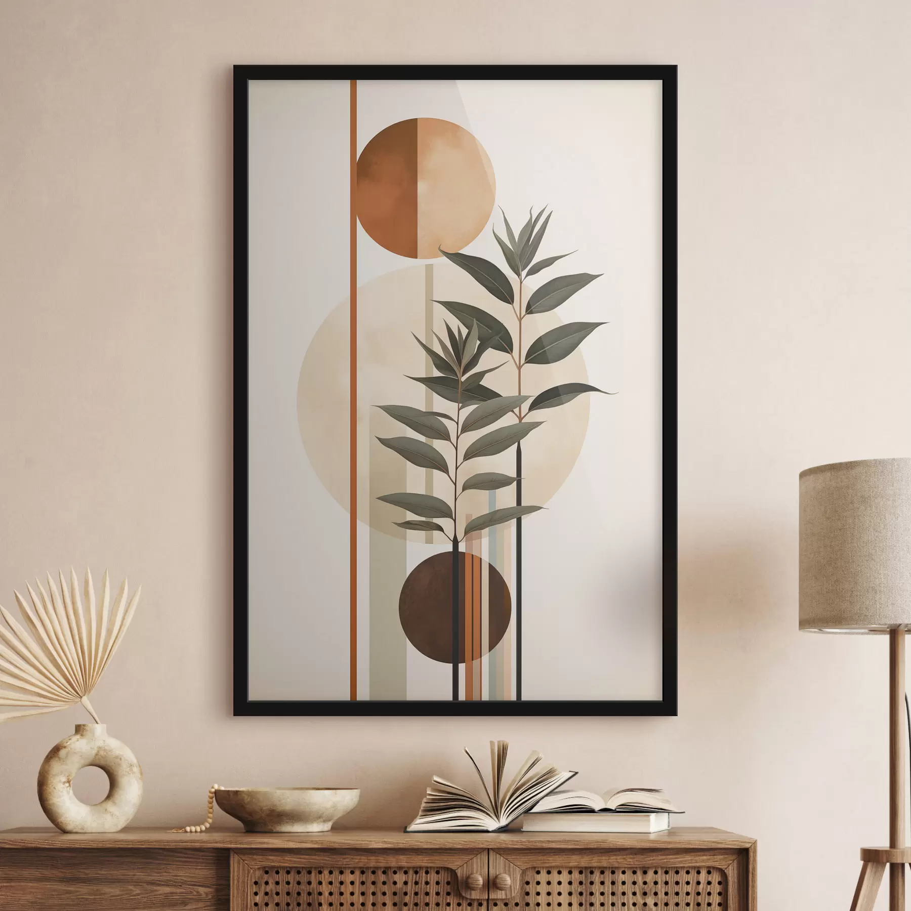 fototapet Plante abstracte cu cercuri și linii f48928