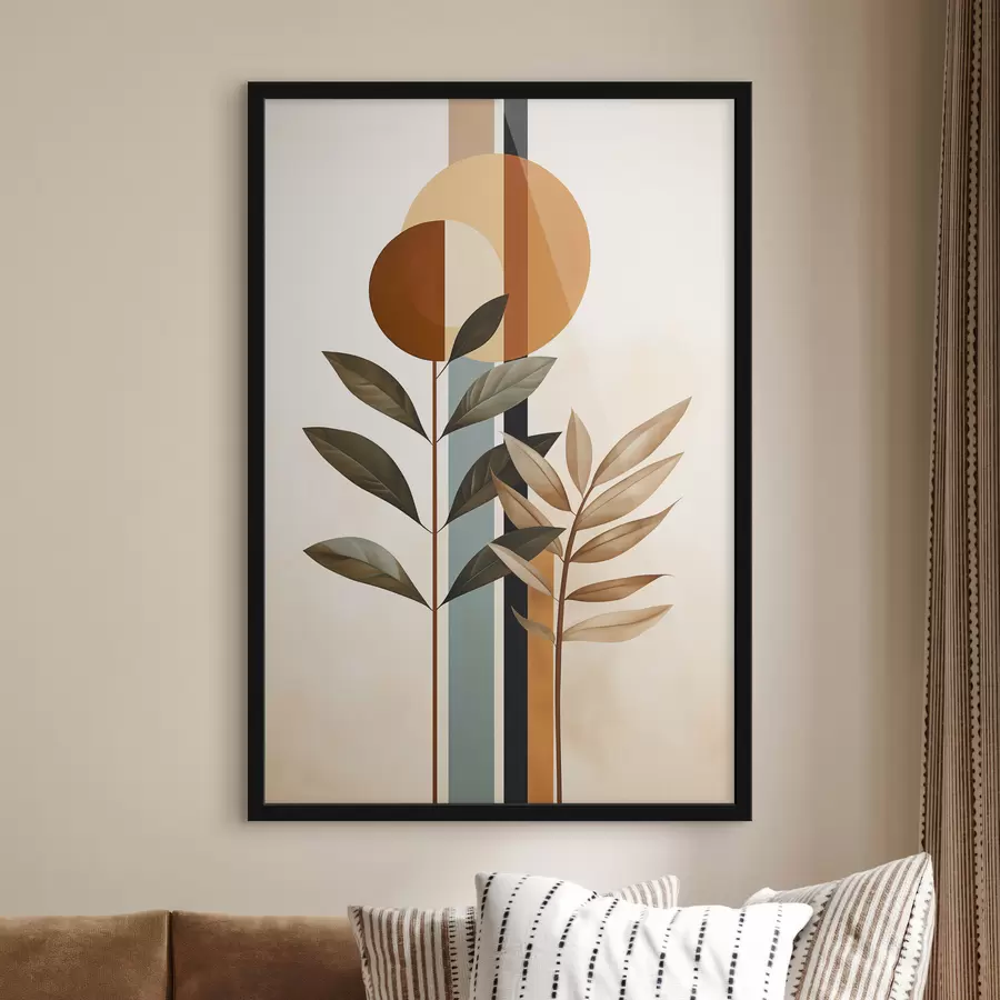 fototapet Plante abstracte cu cercuri și linii f48929