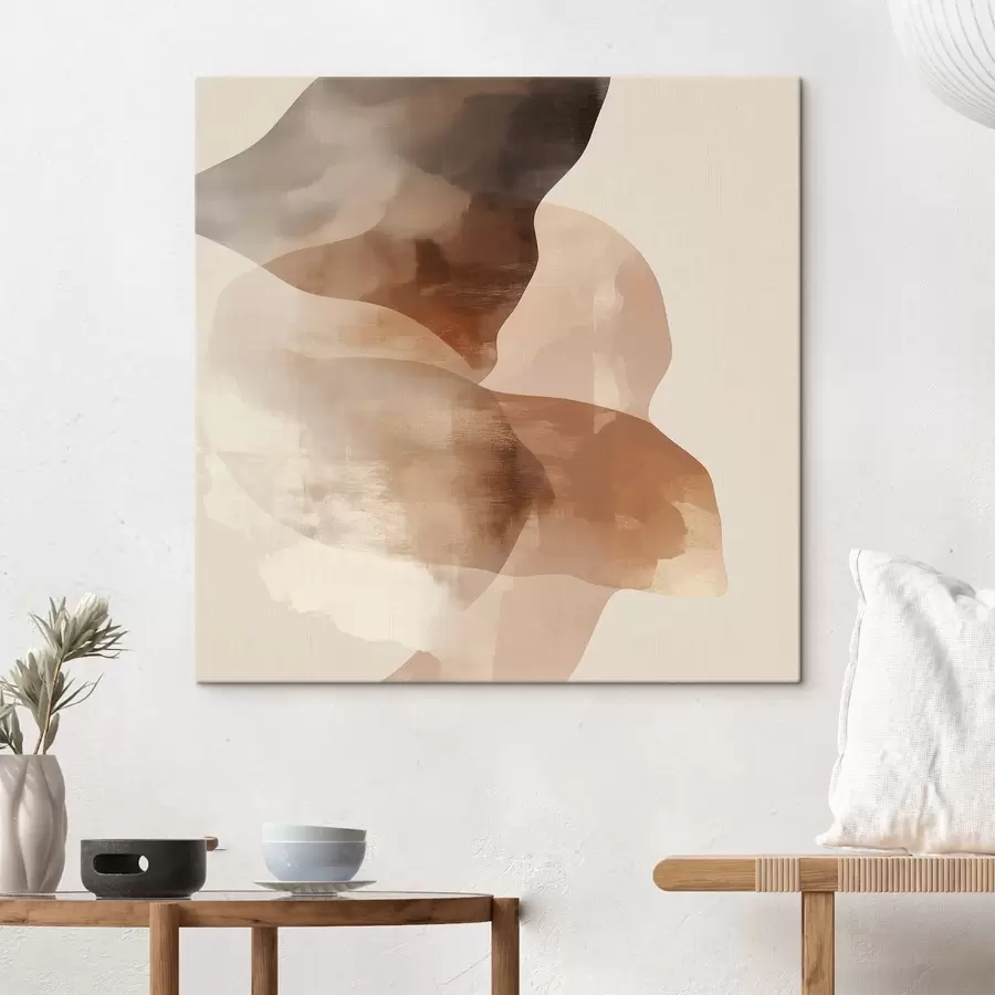 Tablouri Compoziție abstractă în nuanțe calde de maro-bej s48835