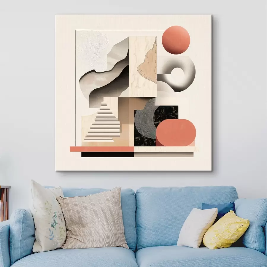 Tablouri Forme abstracte într-o paletă de culori bej-gri, într-un stil pictural contemporan s48842