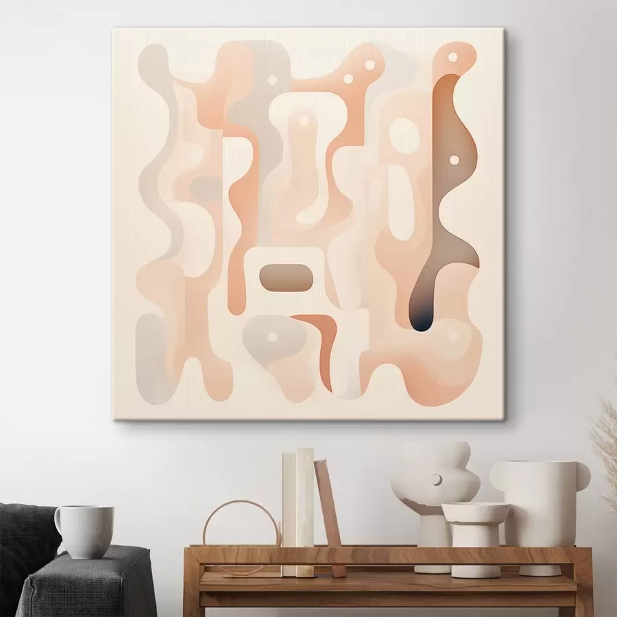 Tablouri Armonia formelor curbe și a unei palete de culori naturale, într-un stil de ilustrație contemporană s48845