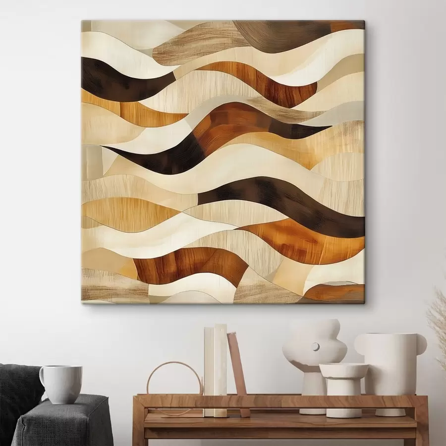 Tablouri Estetica liniilor organice și a nuanțelor naturale ale lemnului, într-un stil artistic de afiș s48852