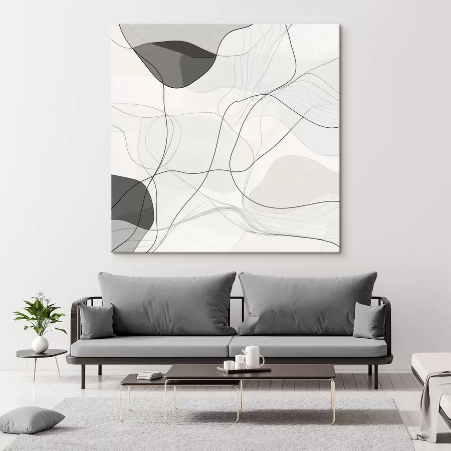 Tablouri O scenă abstractă minimalistă, cu linii subțiri și umbre delicate s48853