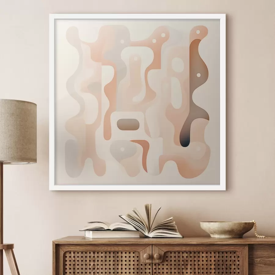 fototapet Armonia formelor curbe și a unei palete de culori naturale, într-un stil de ilustrație contemporană f48845