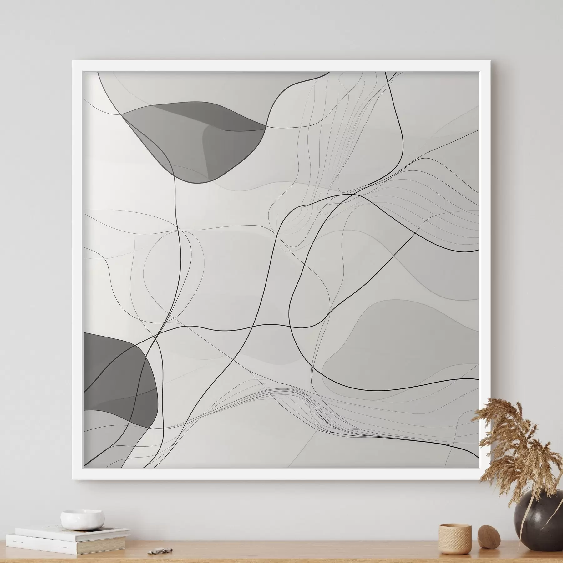 fototapet O scenă abstractă minimalistă, cu linii subțiri și umbre delicate f48853