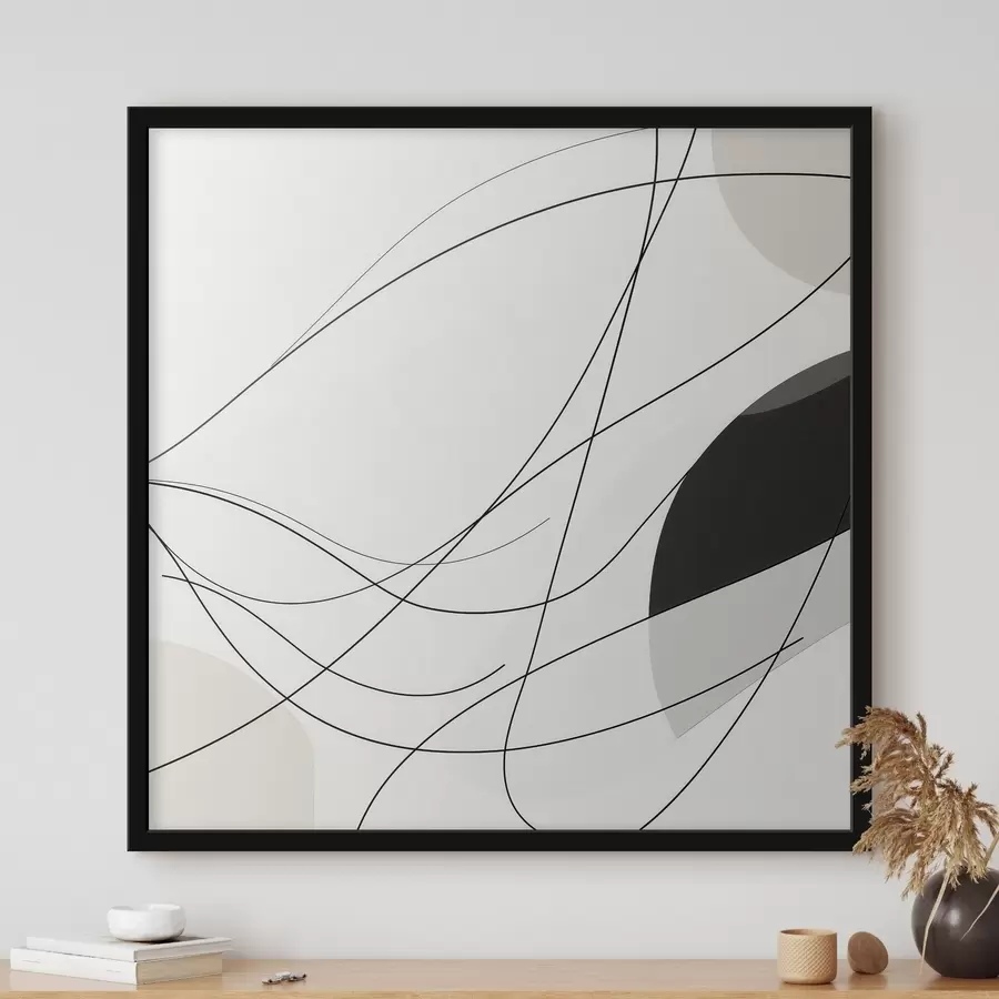 fototapet Compoziție abstractă cu linii subțiri și curbe, în stil minimalist f48854