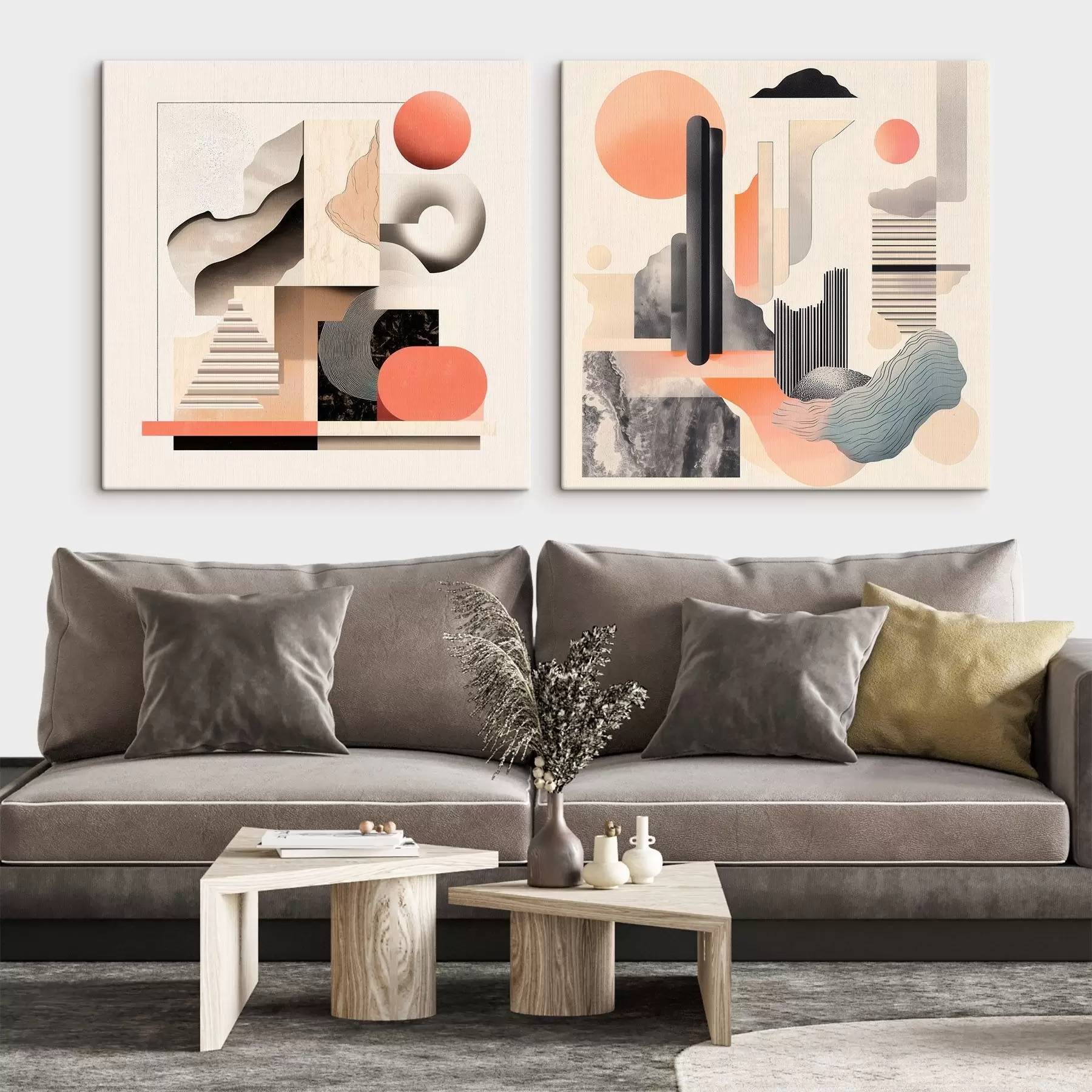 Tablouri Abstracție geometrică cu elemente arhitecturale într-un stil minimalist m30348