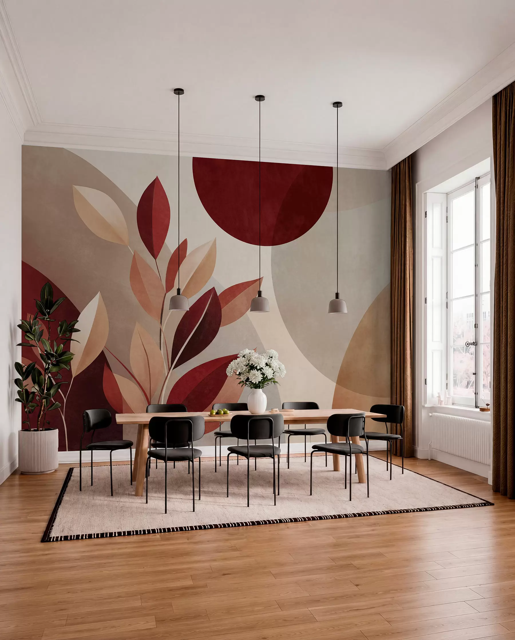 fototapet Colaj de frunze bordo w09829