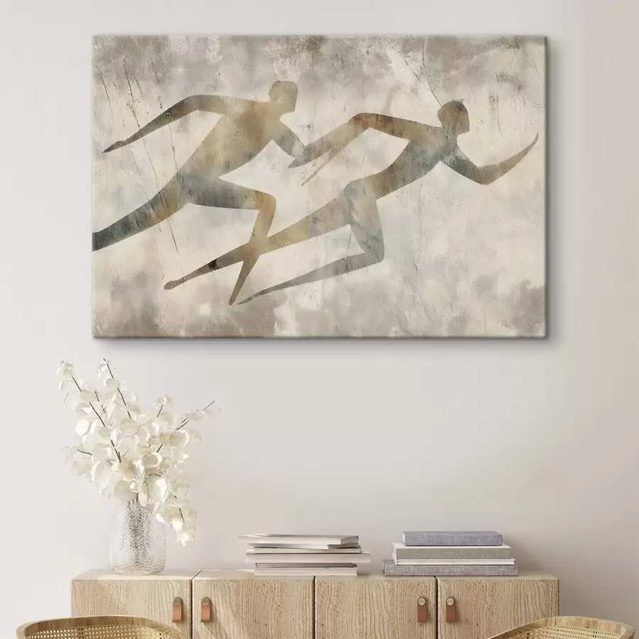 Tablouri abstrație cu două siluete în mișcare s49005