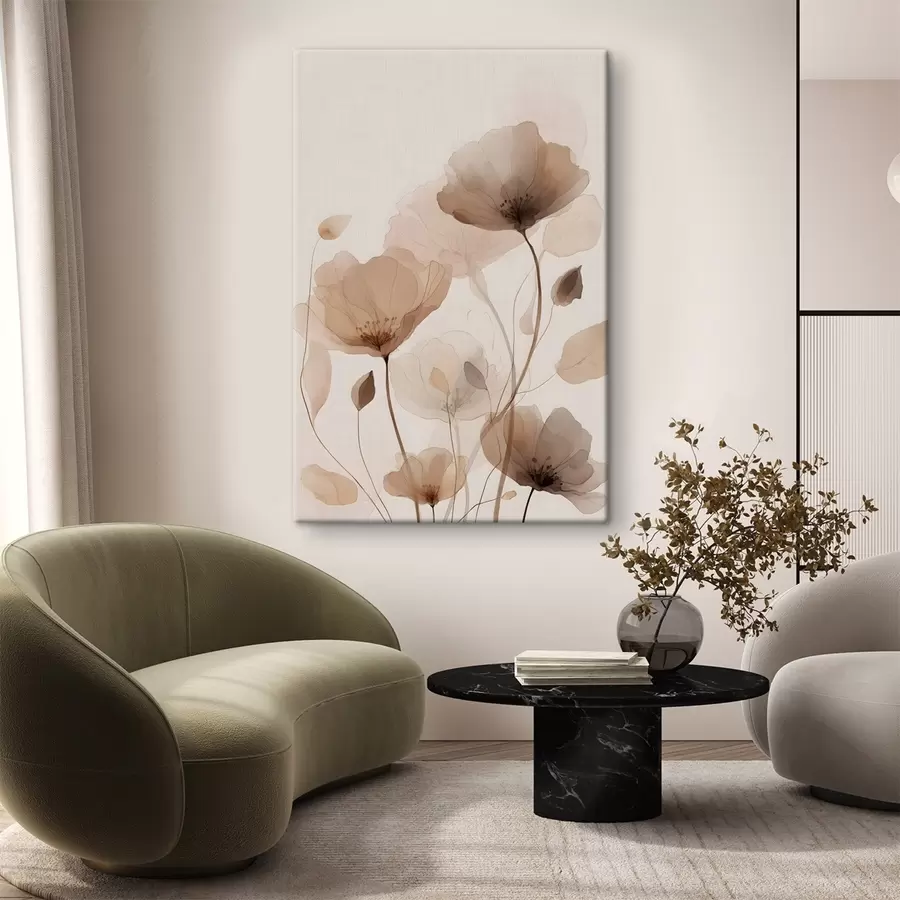 Tablouri flori pictate în acuarelă în nuanțe de maro s49007