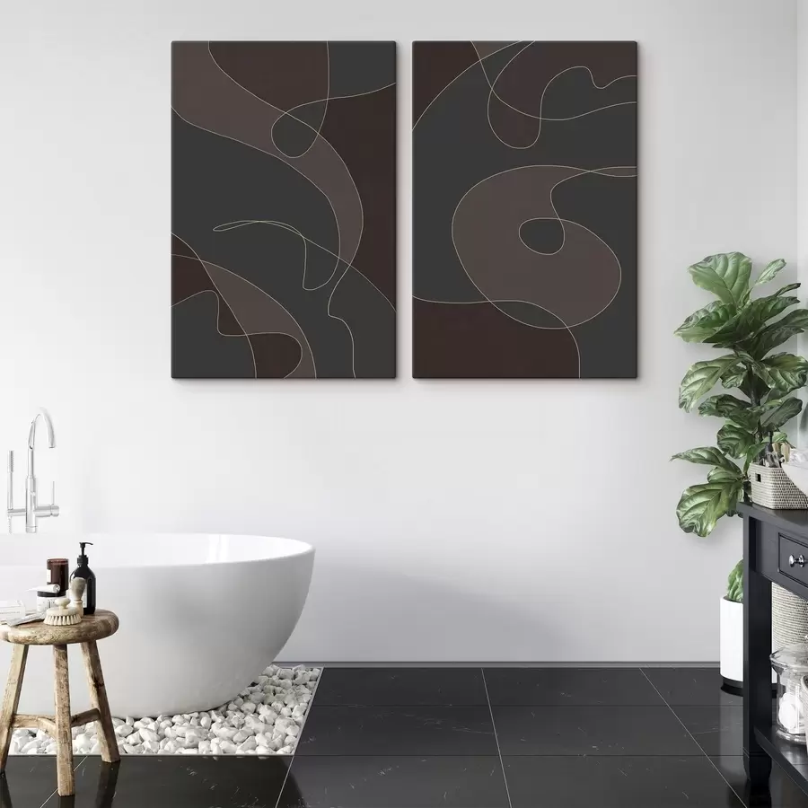 Tablouri abstracție texturală în nuanțe închise m30433