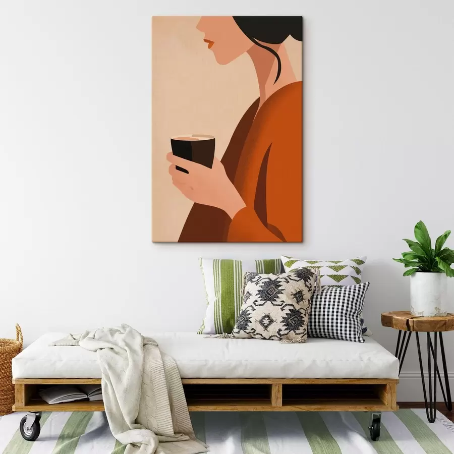 Tablouri Femeie cu ceașcă minimalistă s49019