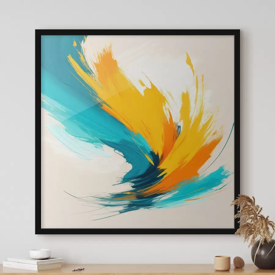 fototapet Un vârtej plin de energie în nuanțe de galben și albastru, într-un stil pictural contemporan f48856