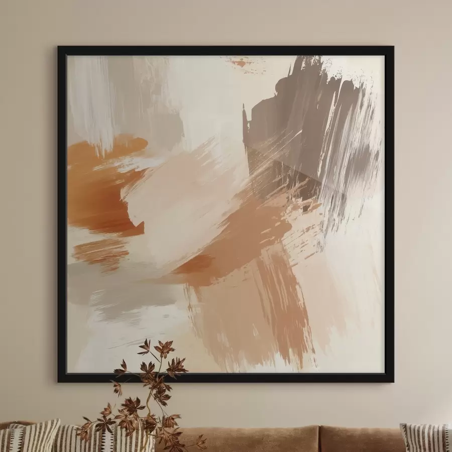 fototapet Imitarea unor tușe abstracte în nuanțe de nisip și maro f48857