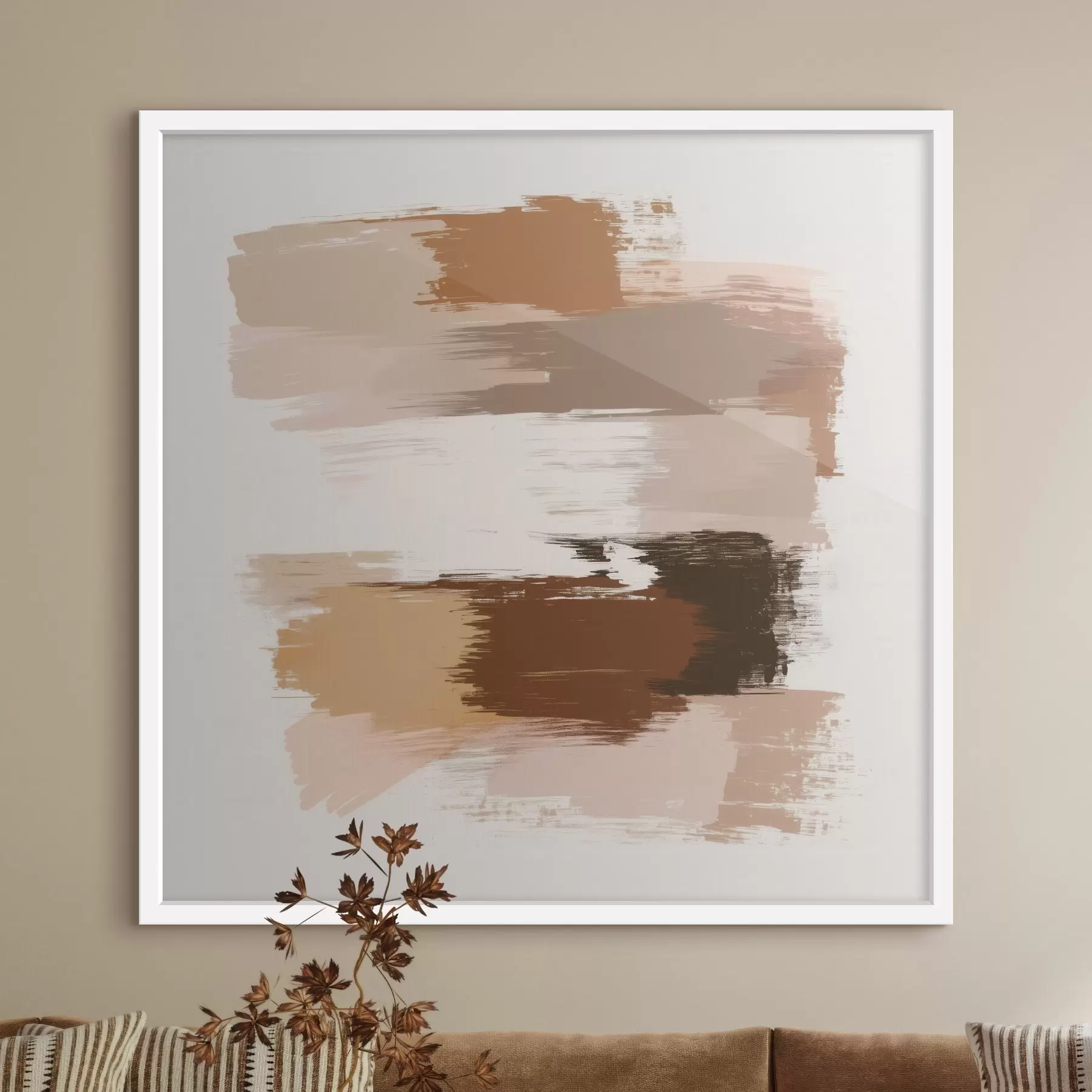 fototapet Compoziție minimalistă cu tușe orizontale în nuanțe de cafea și teracotă f48858
