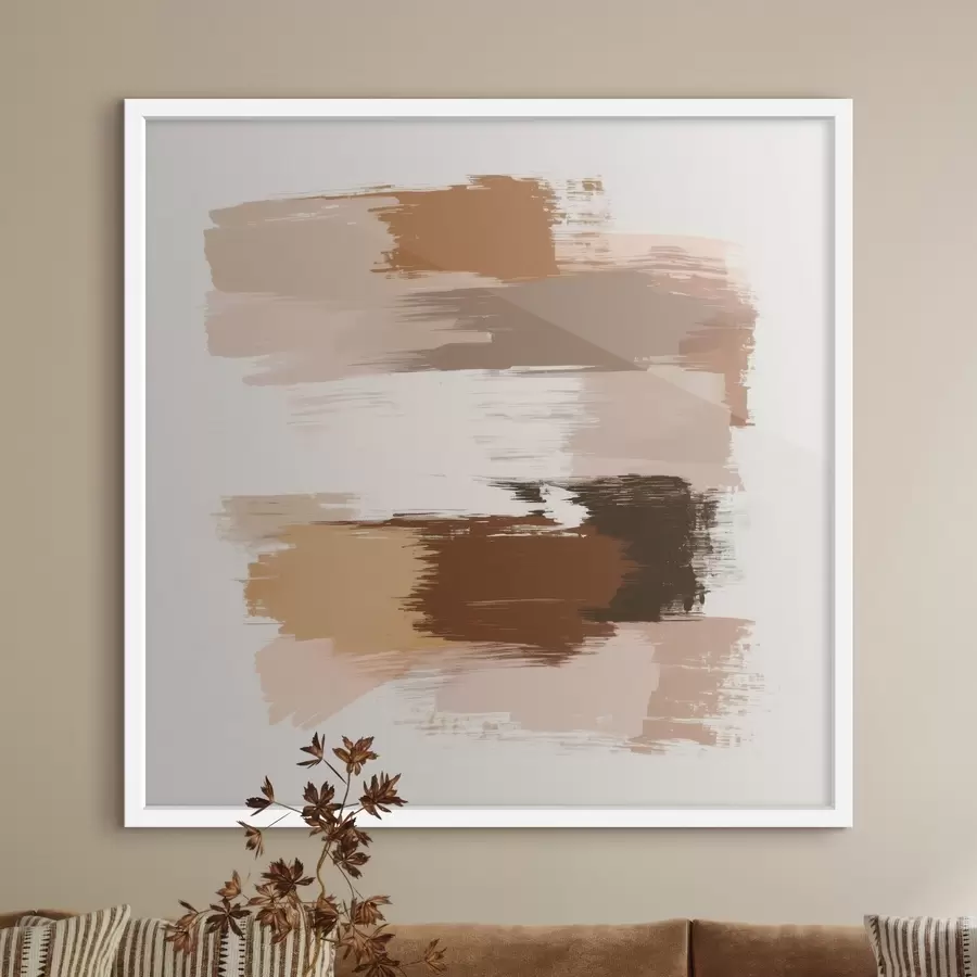 fototapet Compoziție minimalistă cu tușe orizontale în nuanțe de cafea și teracotă f48858