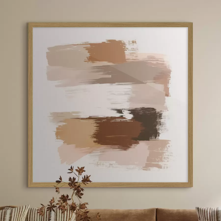 fototapet Compoziție minimalistă cu tușe orizontale în nuanțe de cafea și teracotă f48858