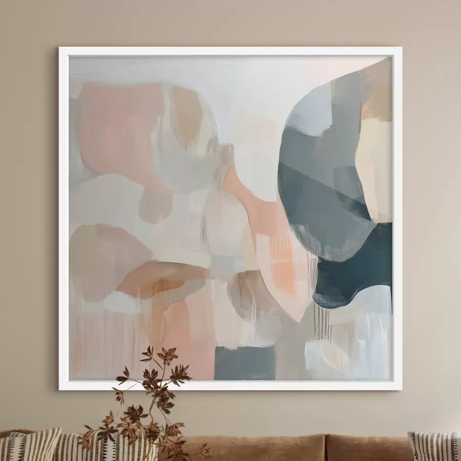 fototapet Compoziție abstractă în nuanțe de pastel și albastru închis, realizată într-un stil pictural contemporan f48860