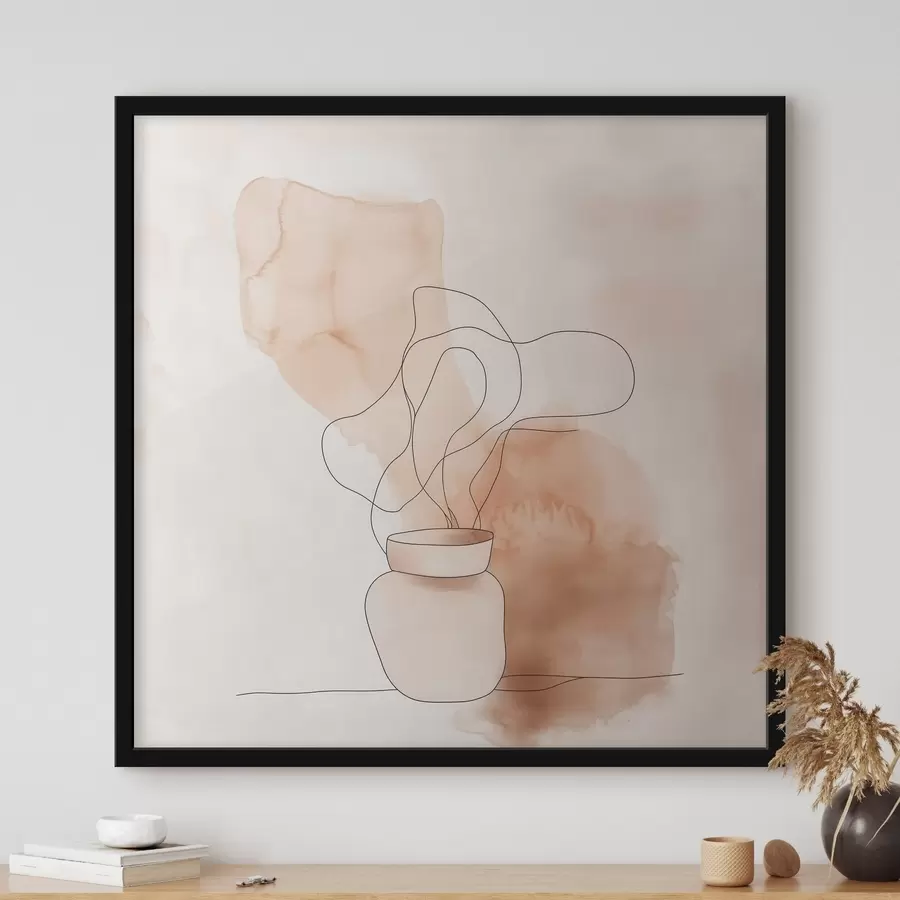 fototapet O compoziție laconică cu un vas și linii grafice, în stil minimalist f48869