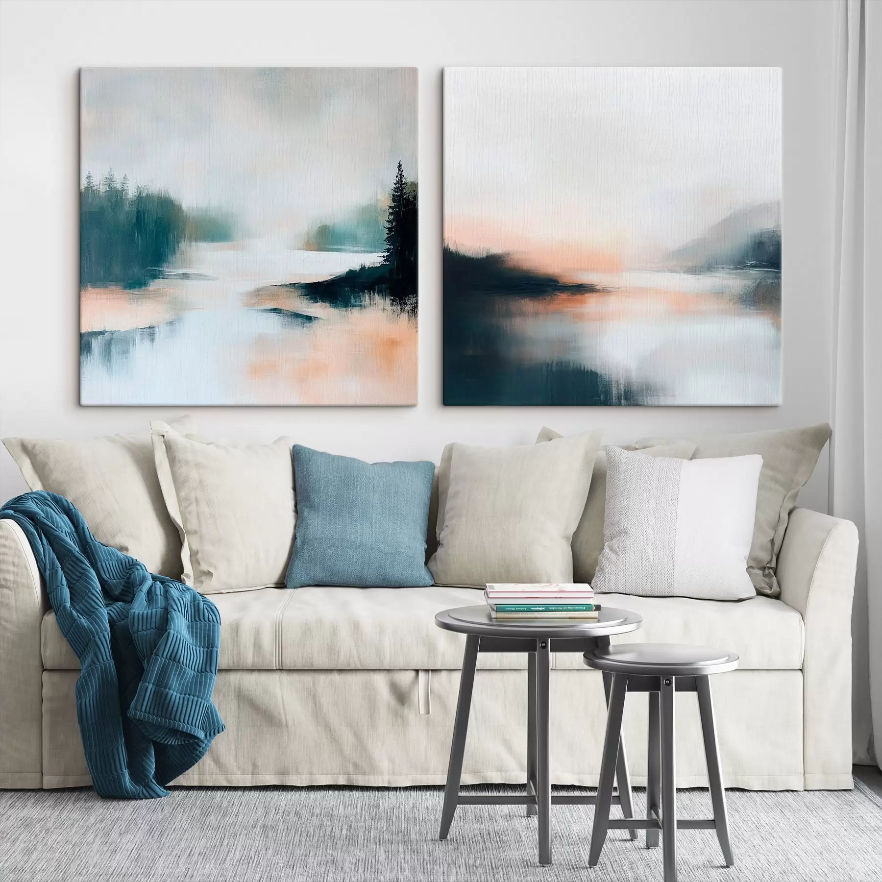 Tablouri Peisaj cețos cu conifere și un lac, pictat într-un stil contemporan m30357