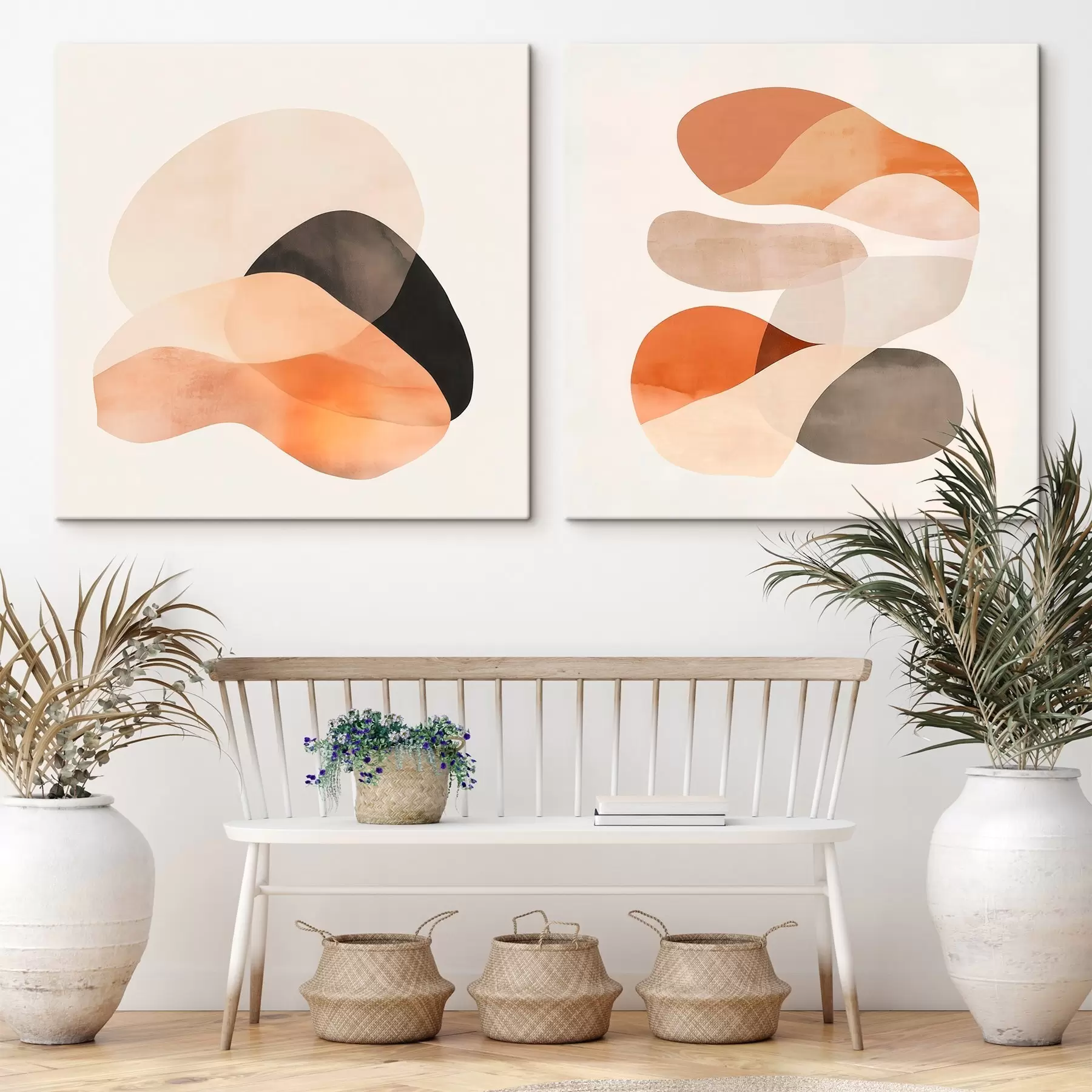 Tablouri O compoziție cu forme rotunjite și umbre delicate, realizată în stilul unui afiș artistic m30358