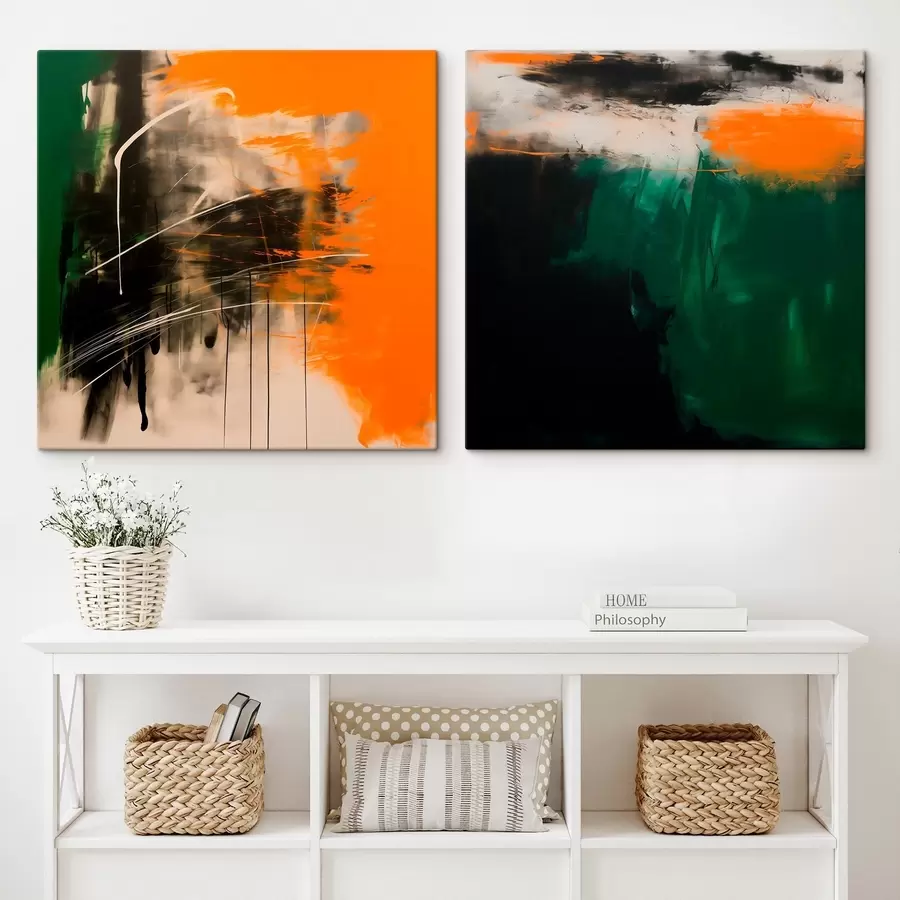 Tablouri Compoziție cu tușe expresive și nuanțe închise, profunde, într-un stil minimalist m30359