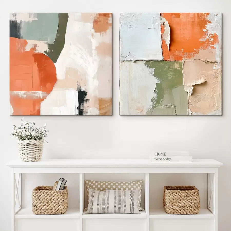 Tablouri Abstracție realizată prin stratificarea vopselei și blocuri de culori contrastante m30360